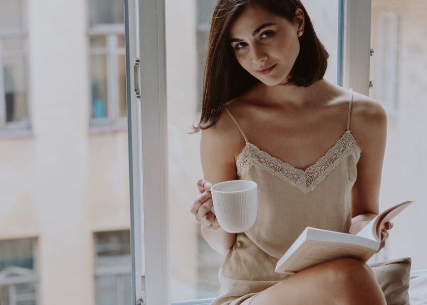 Frau in Dessous
